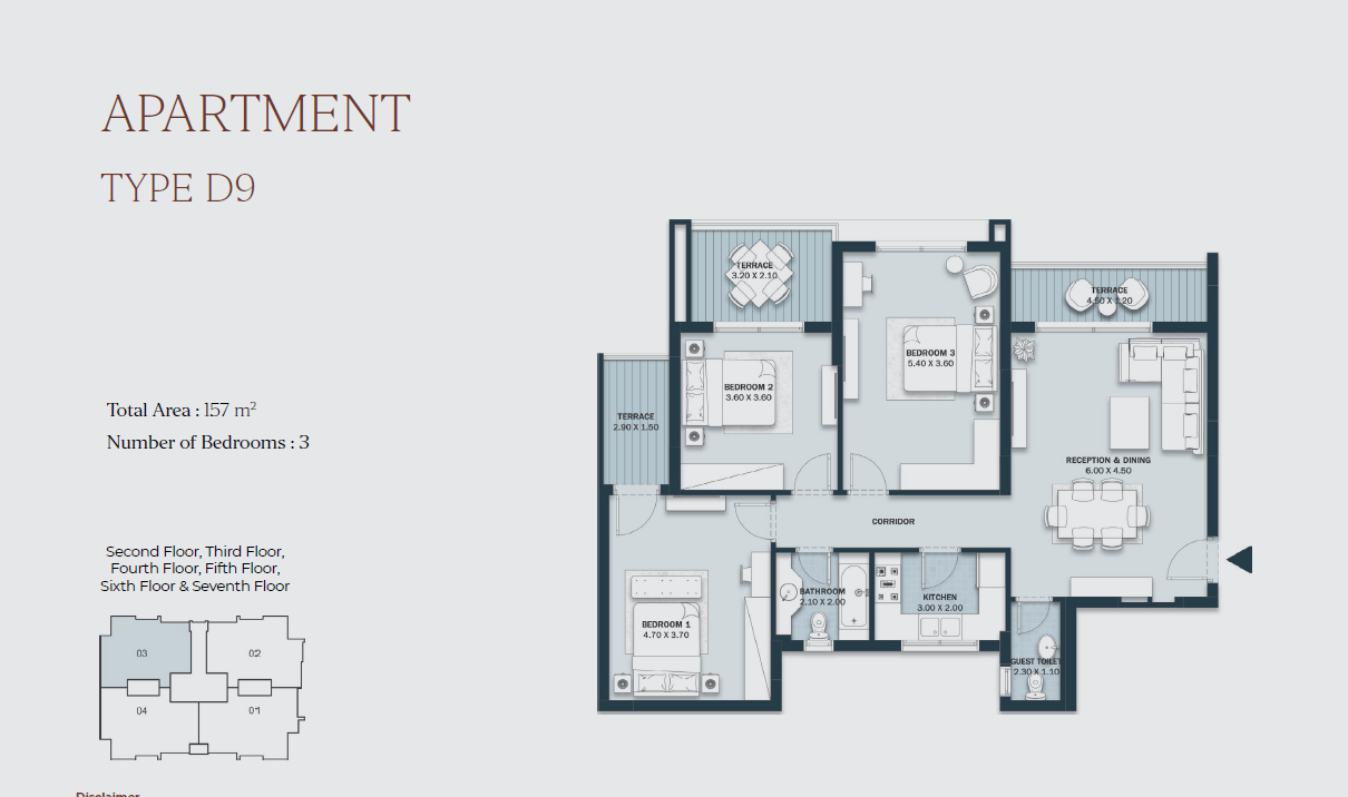 Floor plan for apartment at Al Maqsad