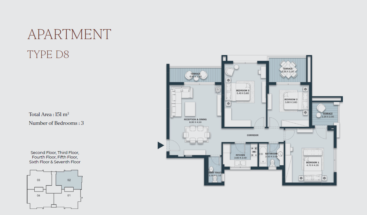 Floor plan for apartment at Al Maqsad