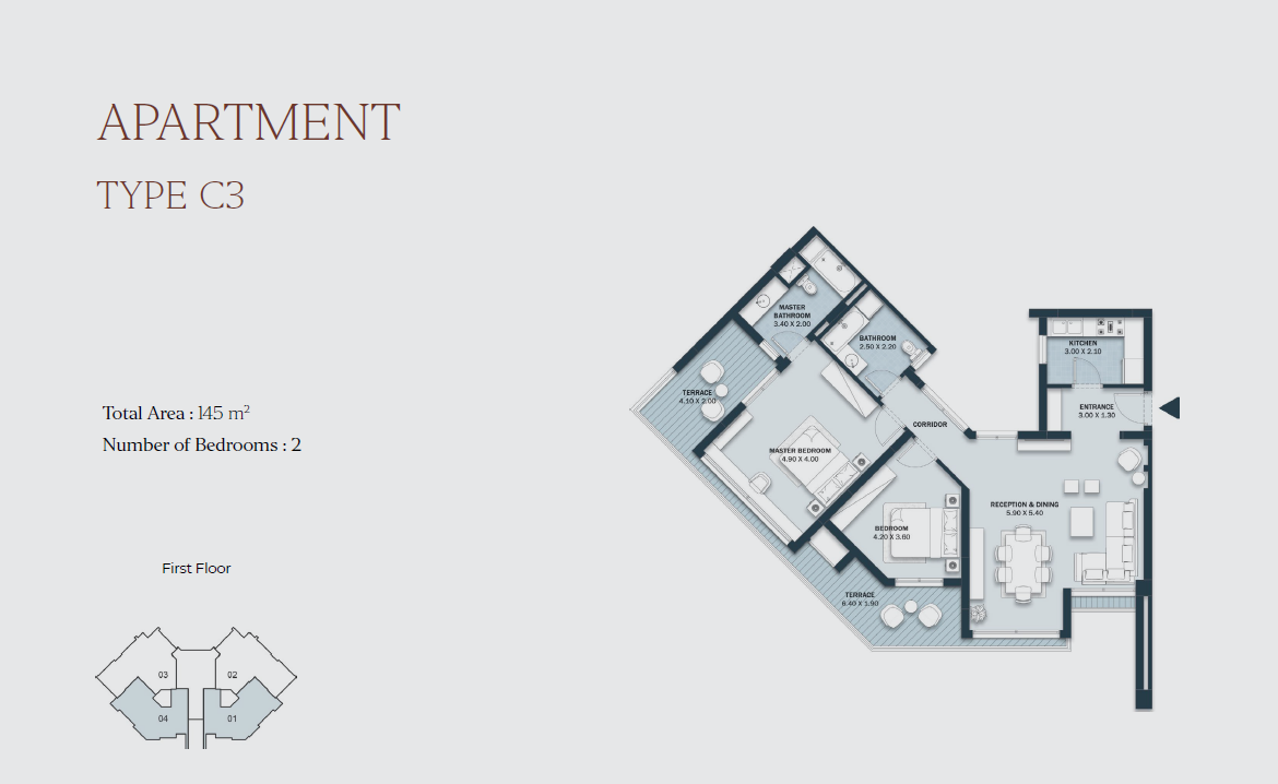 Floor plan for apartment at Al Maqsad