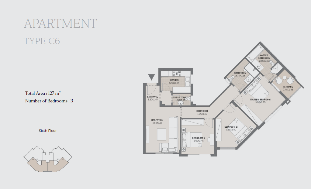 Floor plan for apartment at Al Maqsad