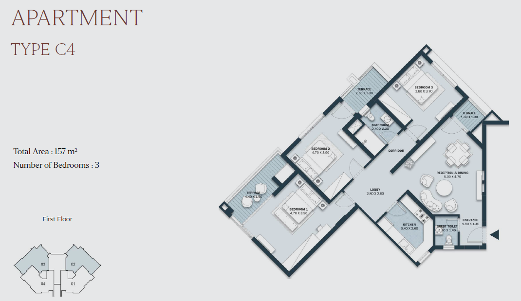 Floor plan for apartment at Al Maqsad Park