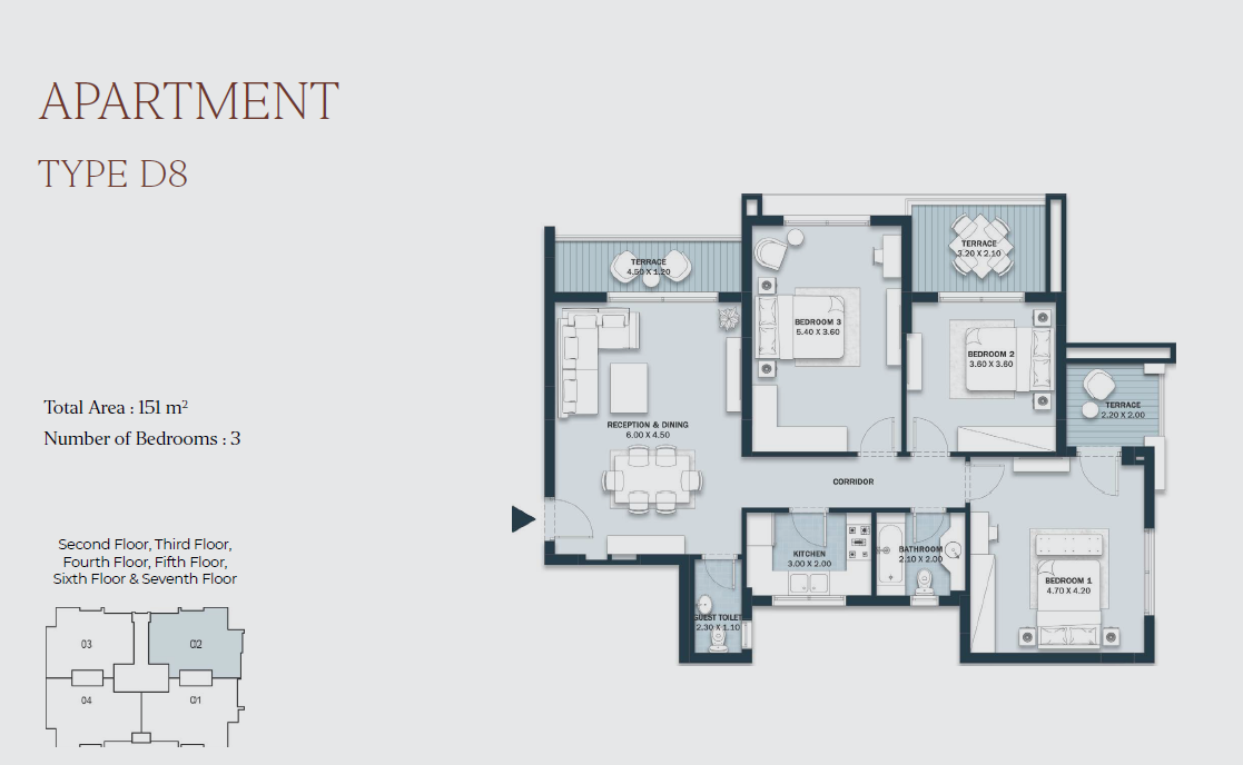 Floor plan for apartment at Al Maqsad Park