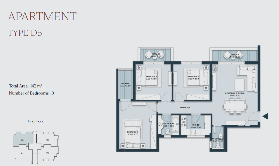 Floor plan for apartment at Al Maqsad Park