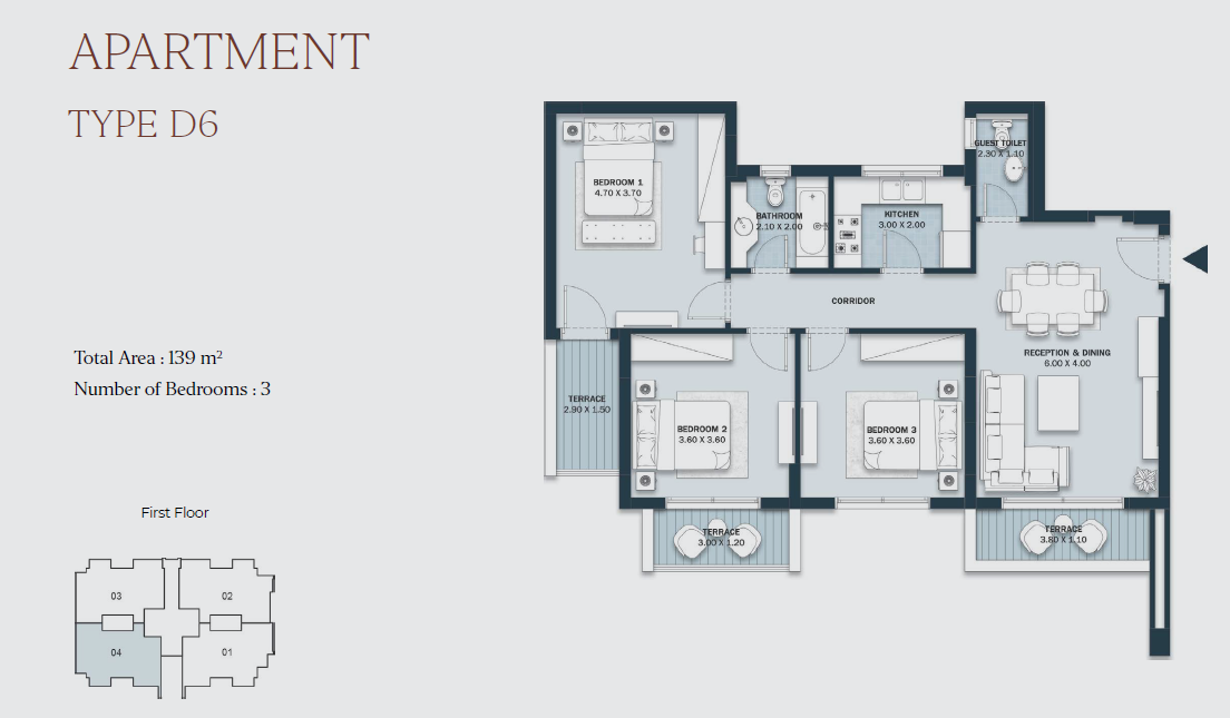 Floor plan for apartment at Al Maqsad Park