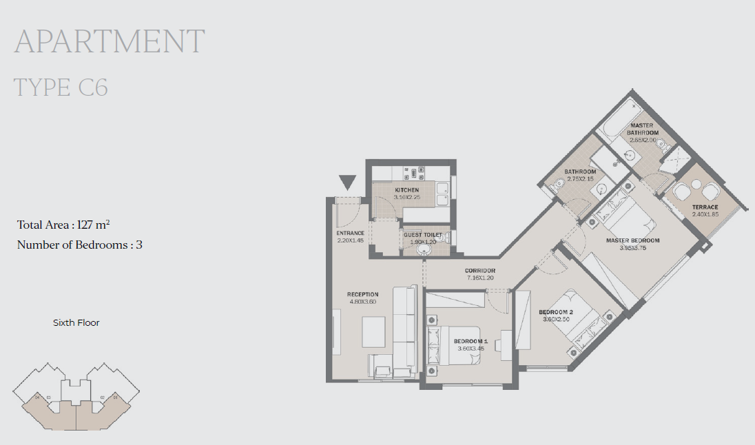 Floor plan for apartment at Al Maqsad Park