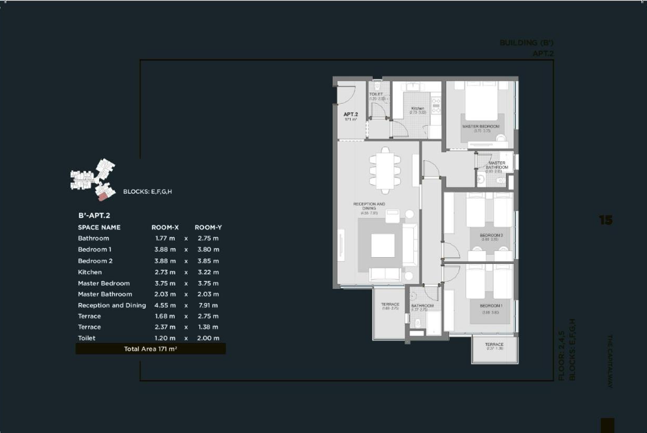 Floor plan for apartment at The Capitalway