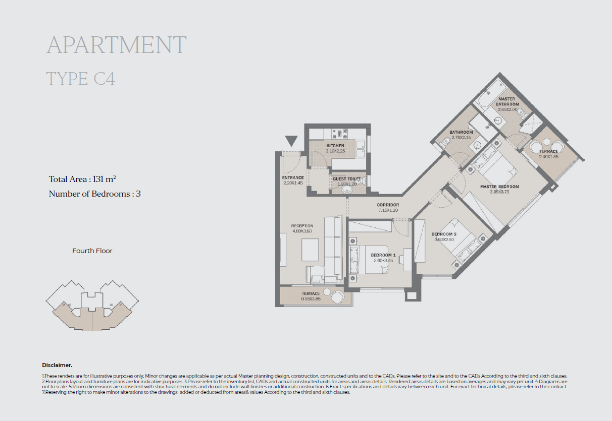 Floor plan for apartment at Al Maqsad
