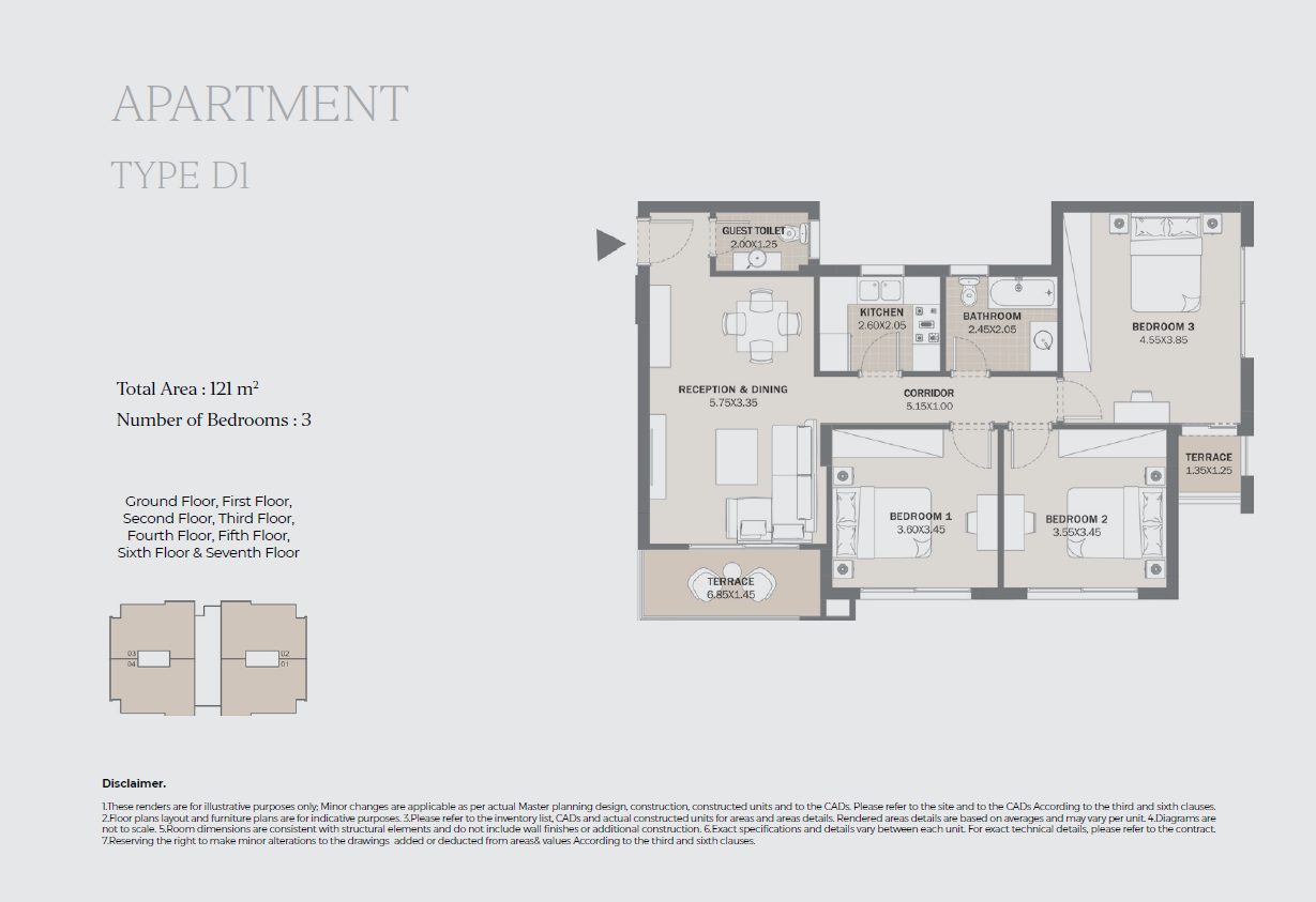 Floor plan for apartment at Al Maqsad