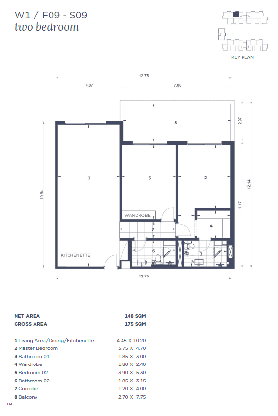 Floor plan for apartment at WBR1
