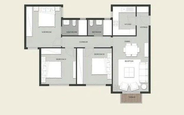 Floor plan for apartment at Aliva Mountain View Mostakbal City