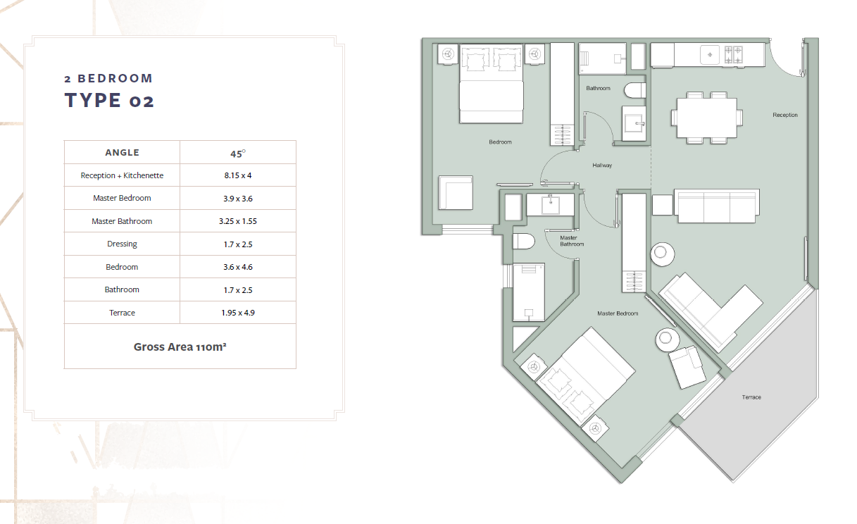 Floor plan for chalet at Fouka Bay