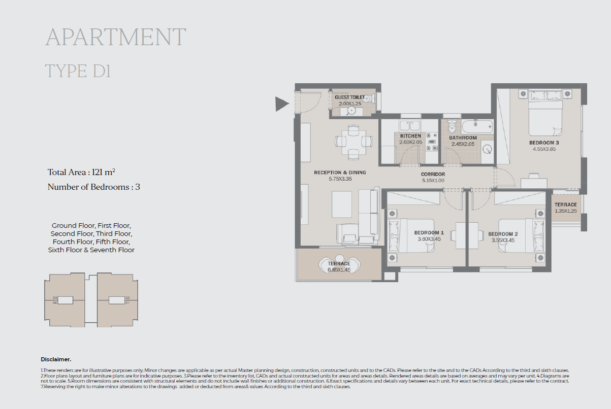 Floor plan for apartment at Al Maqsad Park