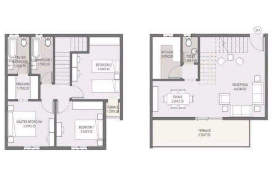 Floor plan for duplex at Sarai