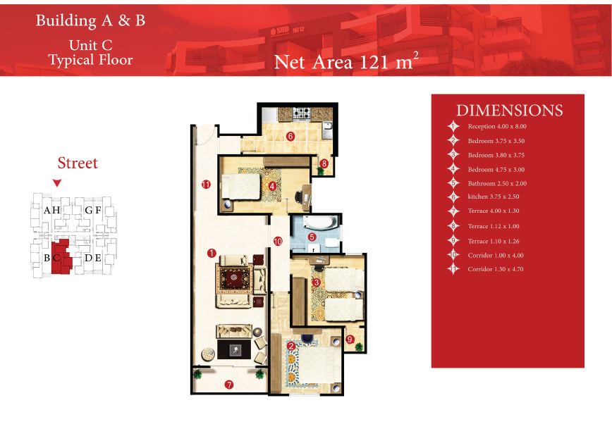 Floor plan for apartment at Capital Heights 2