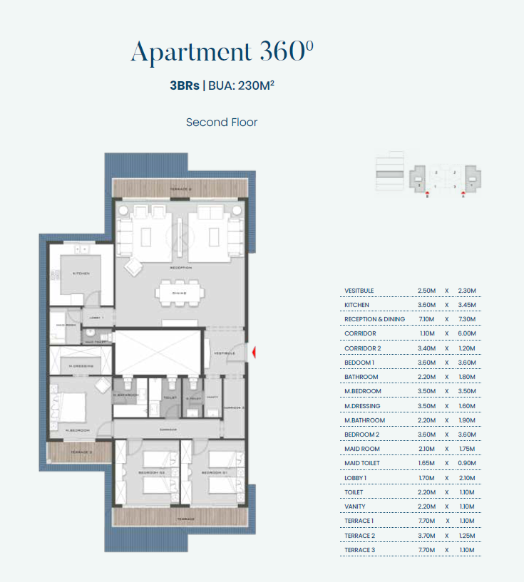 Floor plan for apartment at Aliva Mountain View Mostakbal City