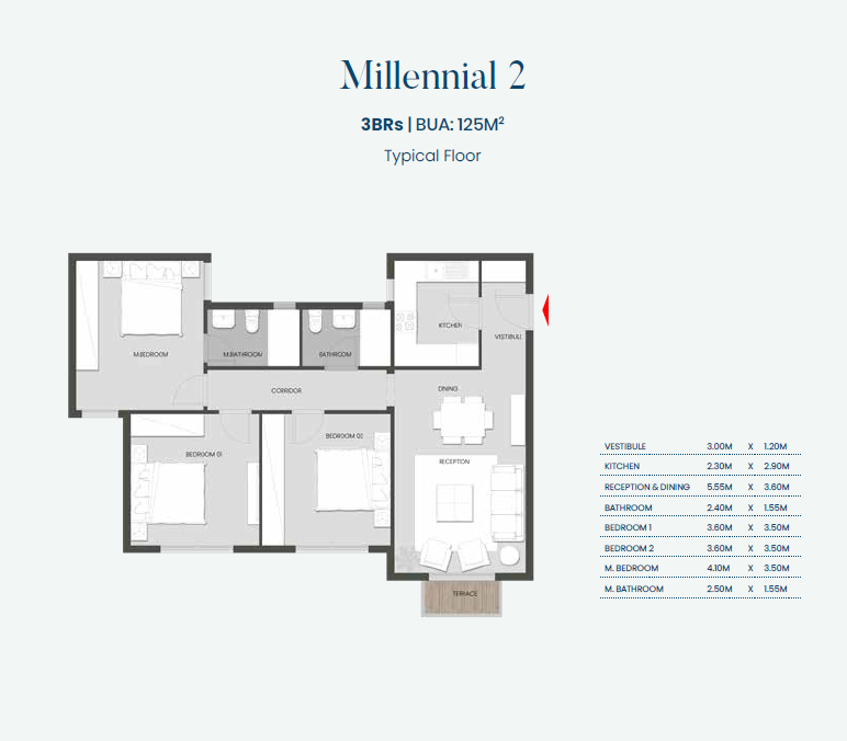 Floor plan for apartment at Aliva Mountain View Mostakbal City