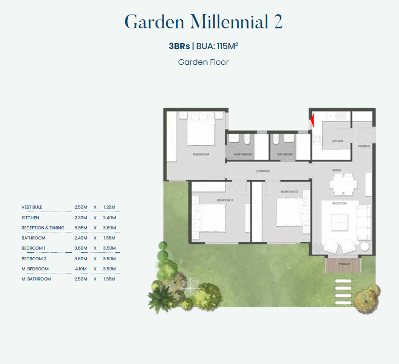 Floor plan for apartment at Aliva Mountain View Mostakbal City