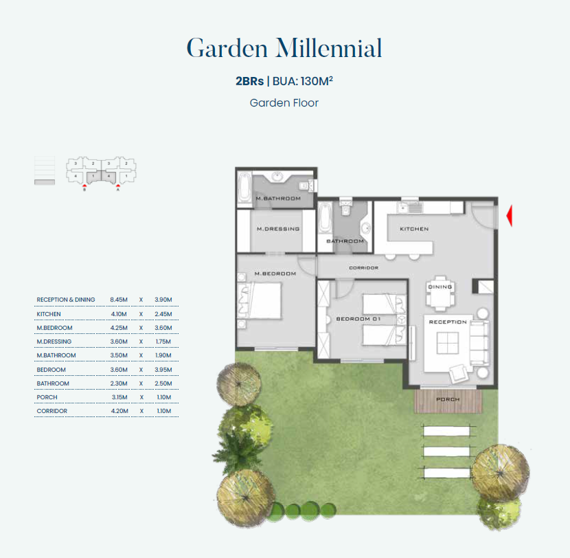 Floor plan for apartment at Aliva Mountain View Mostakbal City