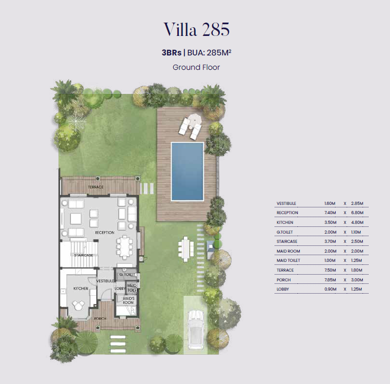 Floor plan for villa at Aliva Mountain View Mostakbal City