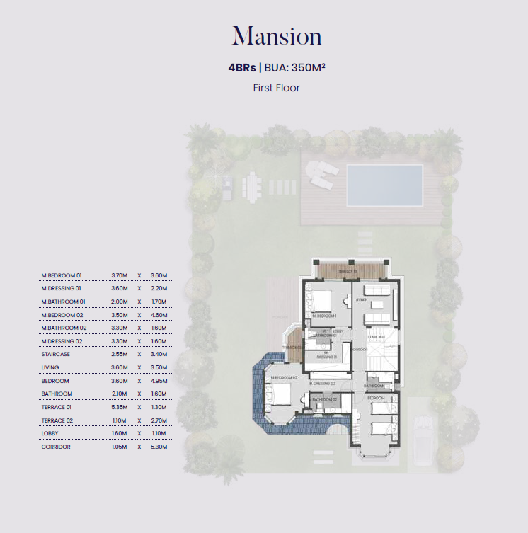 Floor plan for villa at Aliva Mountain View Mostakbal City