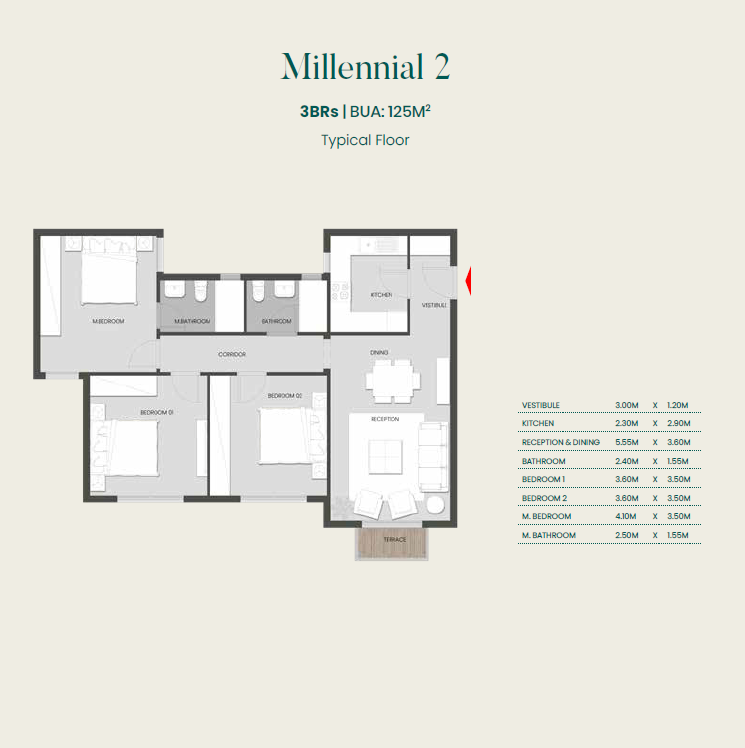 Floor plan for apartment at Aliva Mountain View Mostakbal City