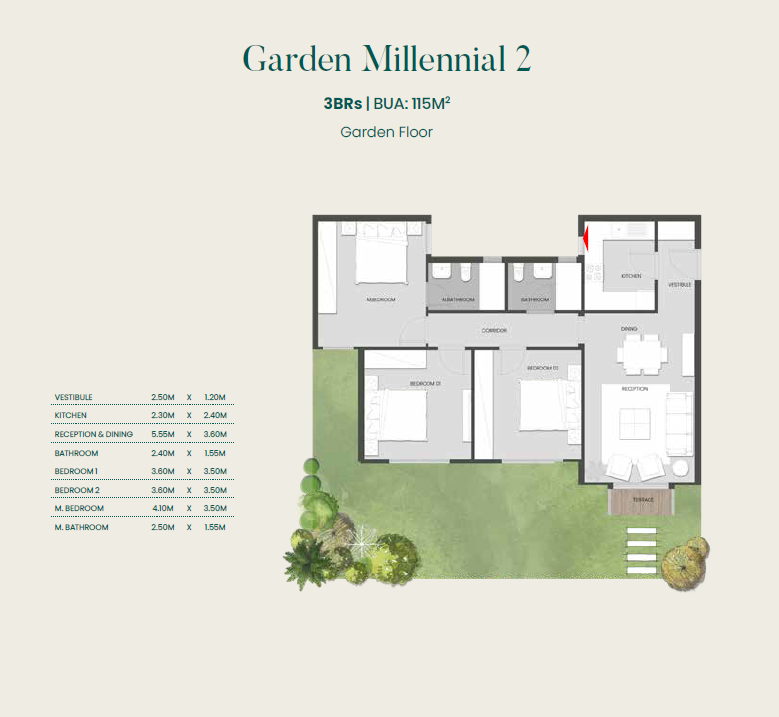 Floor plan for apartment at Aliva Mountain View Mostakbal City