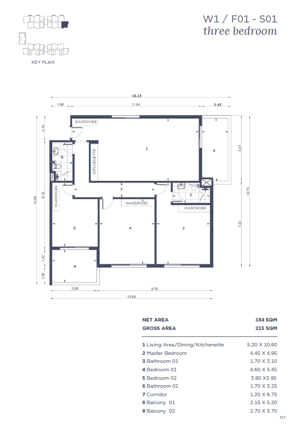 Floor plan for apartment at WBR1