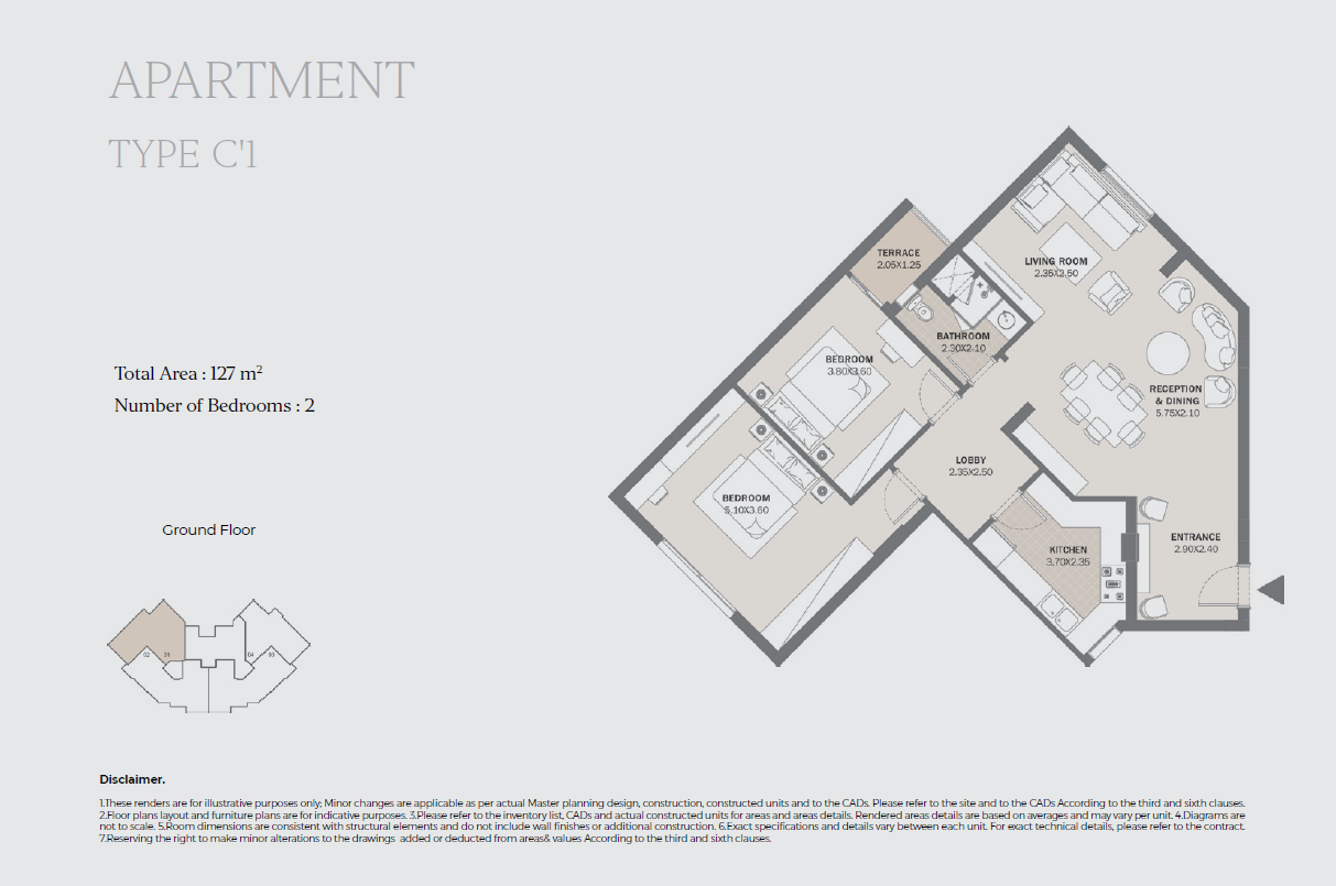 Floor plan for apartment at Al Maqsad Park