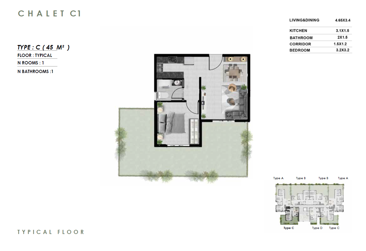 Floor plan for chalet at Zahra Morshedy Group