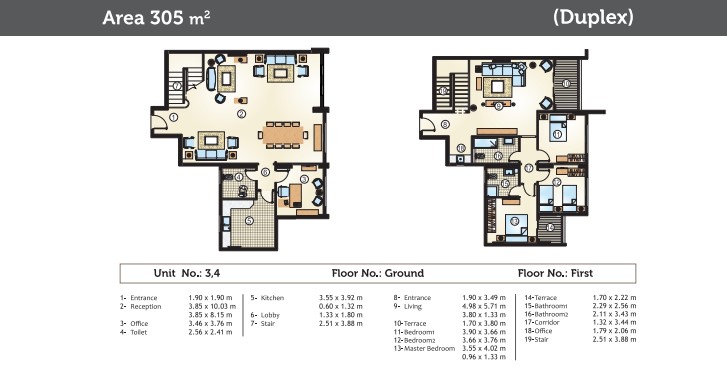 Floor plan for duplex at Golden Yard