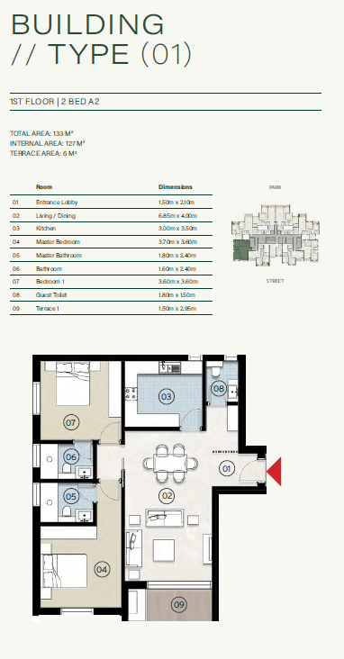 Floor plan for apartment at ZED East