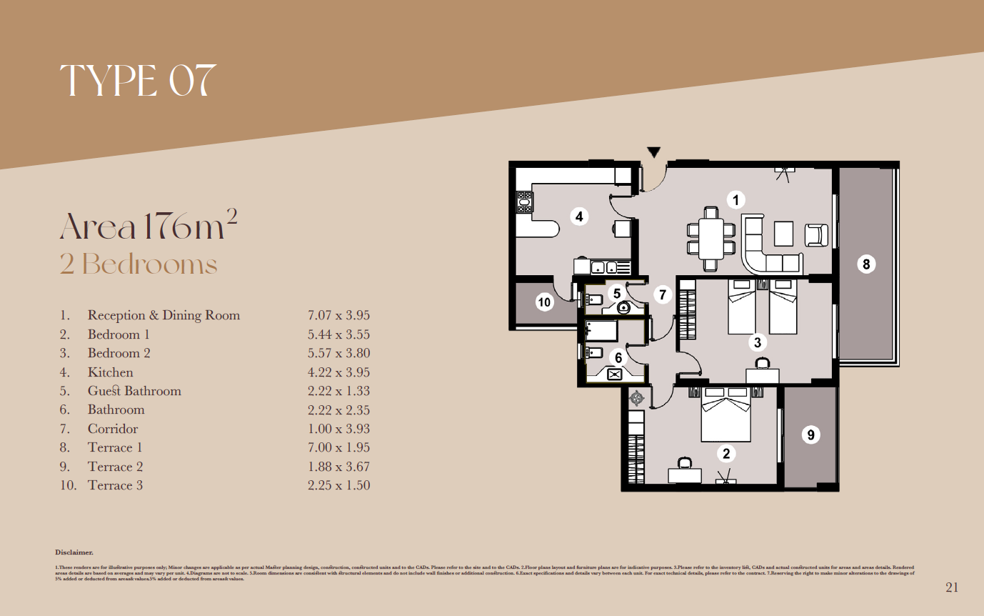 Floor plan for apartment at Downtown New Alamein
