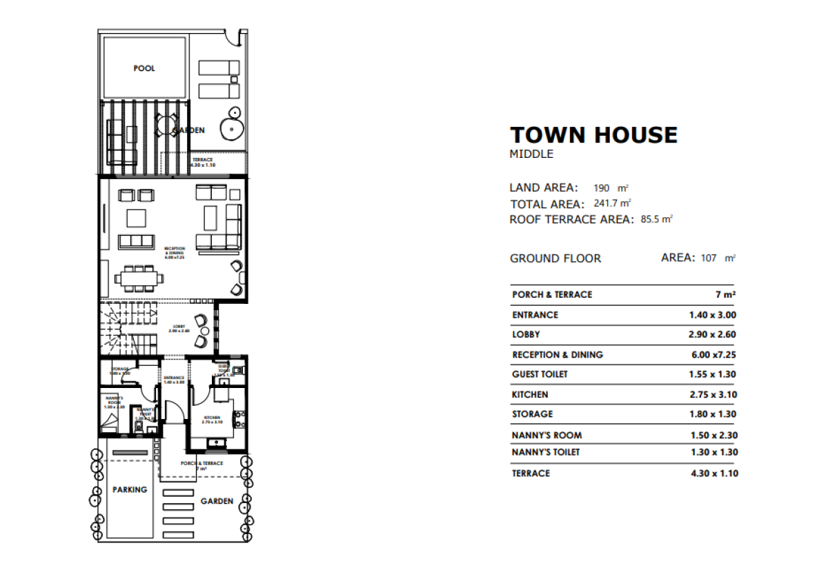 Floor plan for townhouse at Trio