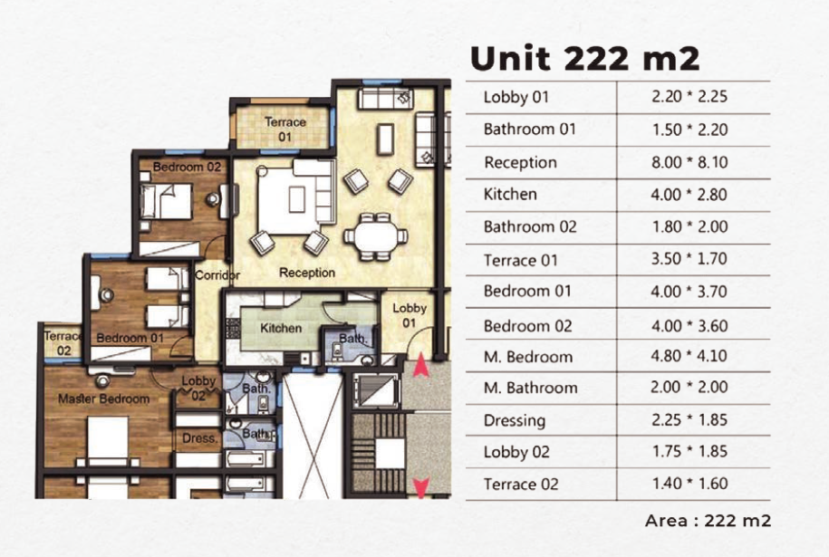 Floor plan for apartment at OIA Compound