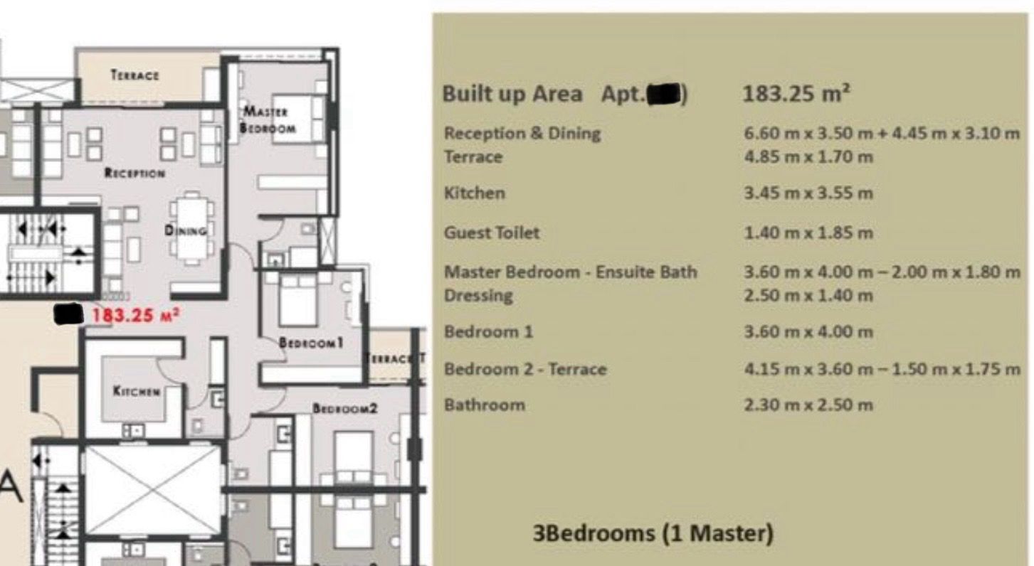 Floor plan for apartment at Palm Hills New Cairo
