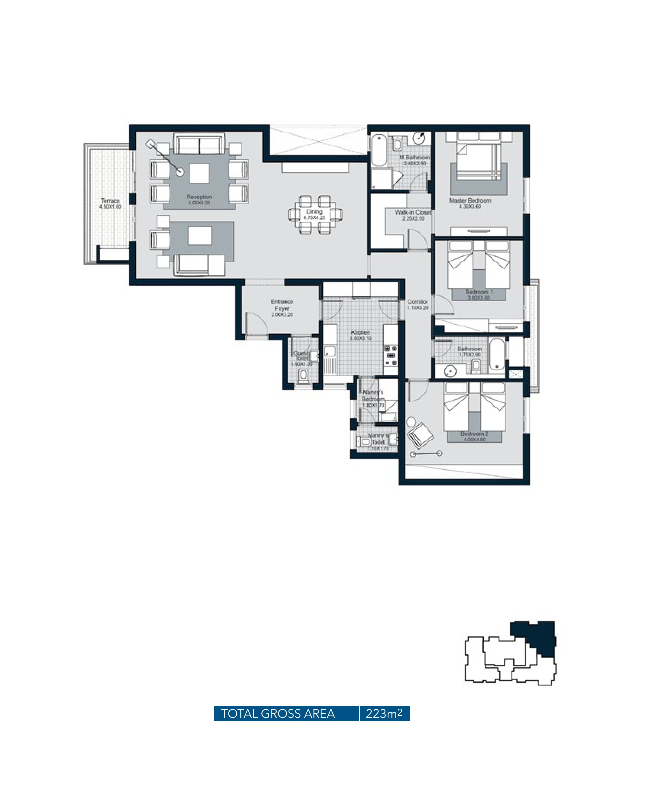 Floor plan for apartment at The Courtyards