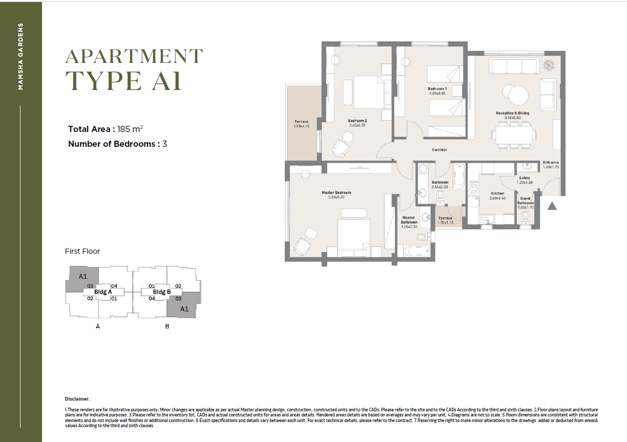Floor plan for apartment at Al Maqsad