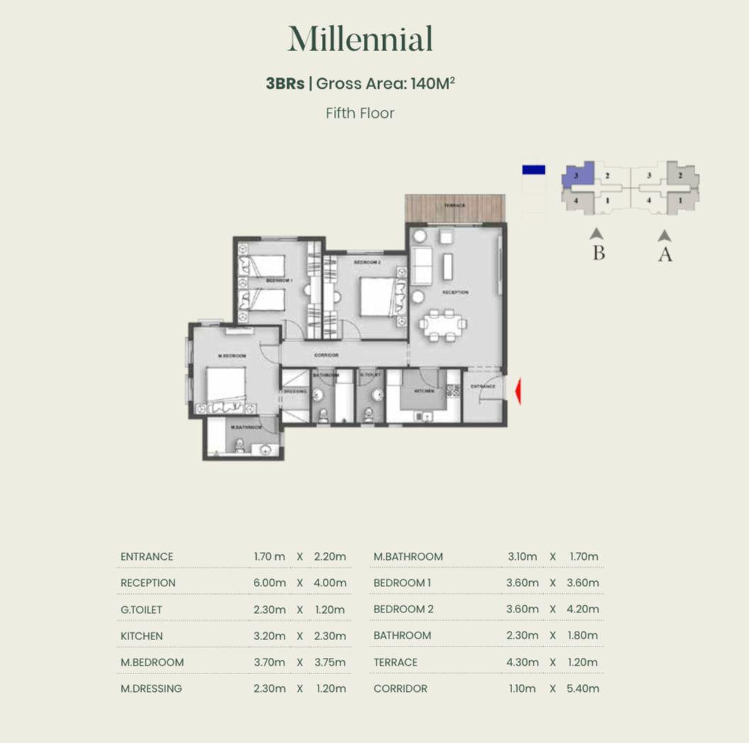Floor plan for apartment at Aliva Mountain View Mostakbal City