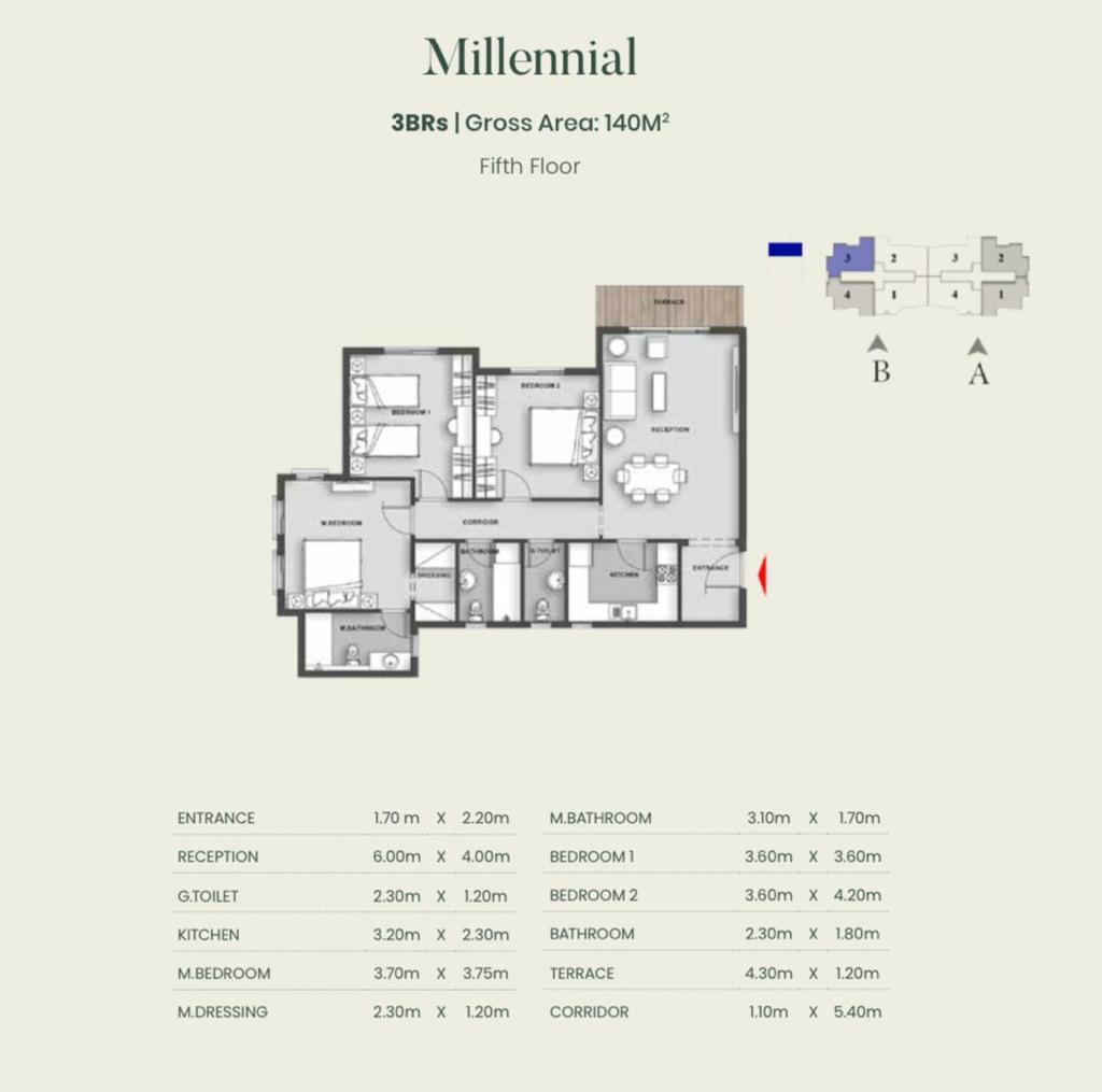 Floor plan for apartment at Aliva Mountain View Mostakbal City