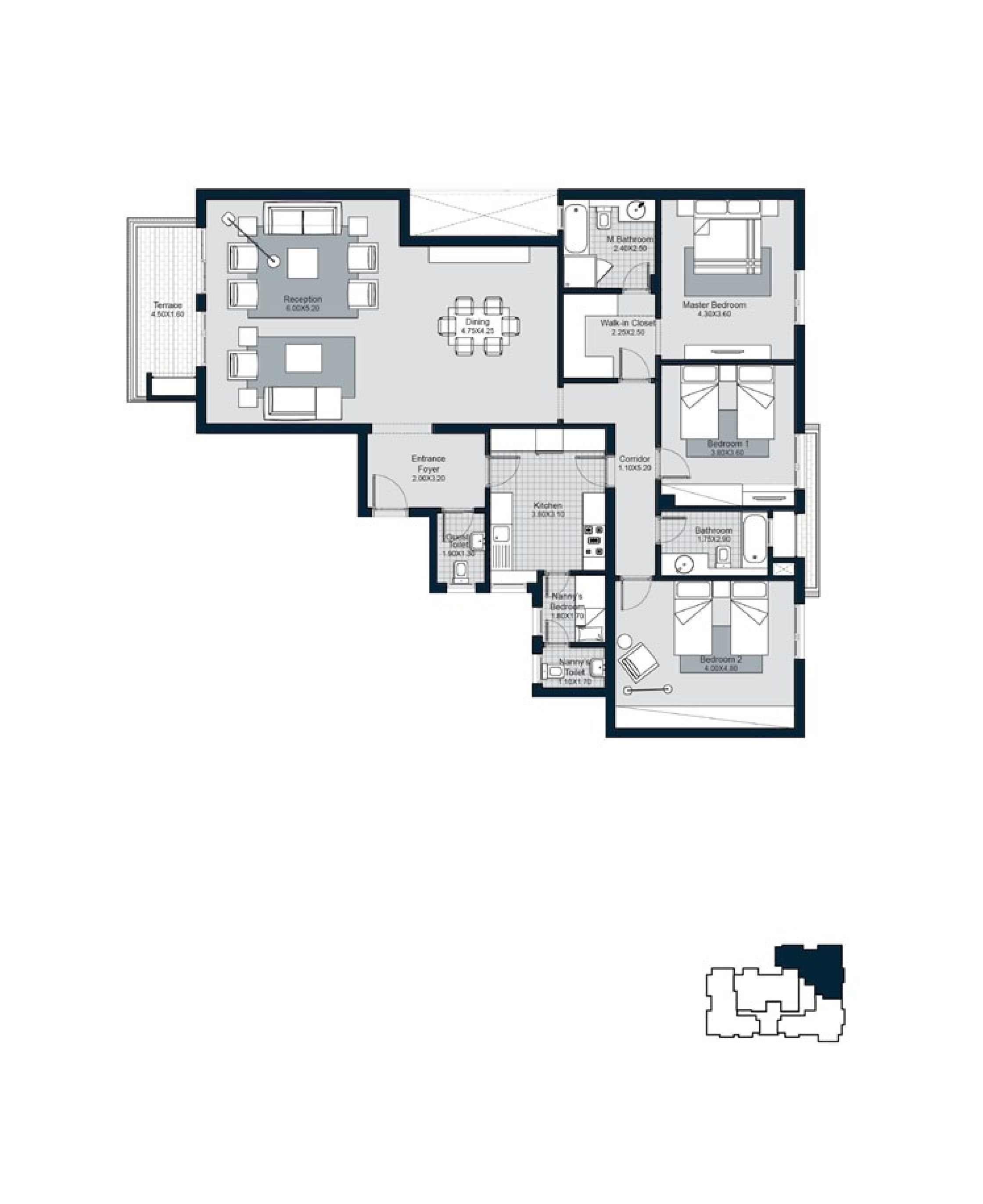 Floor plan for apartment at The Courtyards
