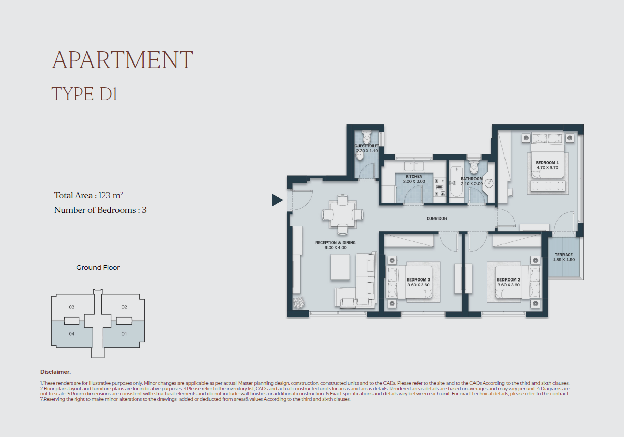 Floor plan for apartment at Al Maqsad Park