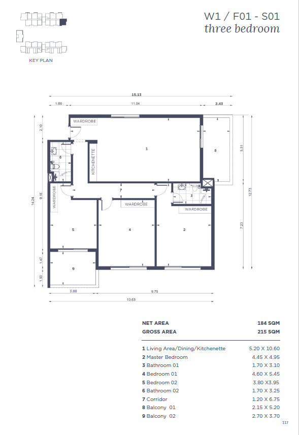 Floor plan for apartment at WBR1