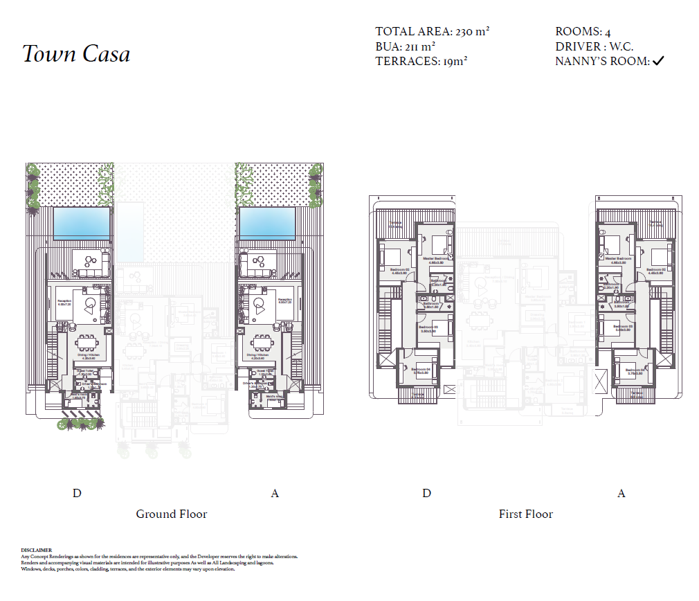 Floor plan for townhouse at Zoya Ghazala Bay