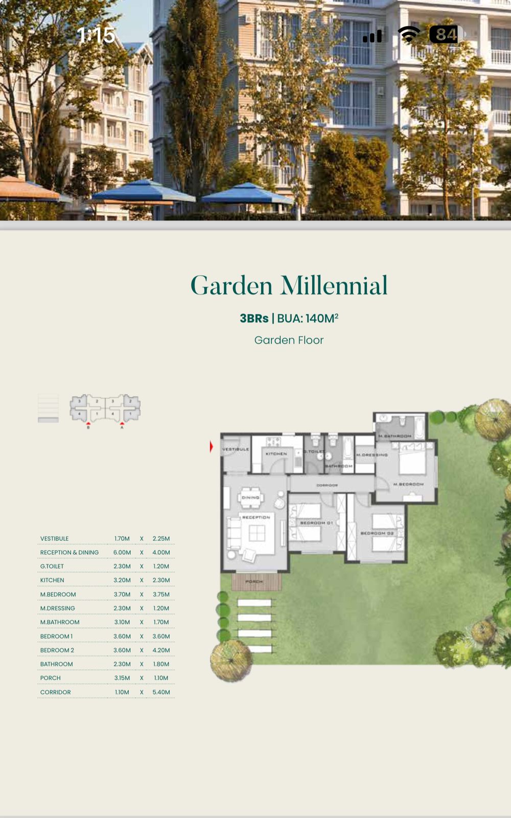 Floor plan for apartment at Aliva Mountain View Mostakbal City