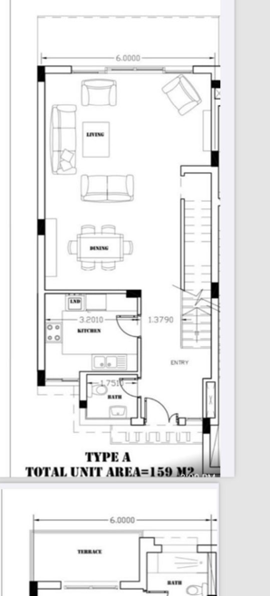 Floor plan for townhouse at Hyde Park