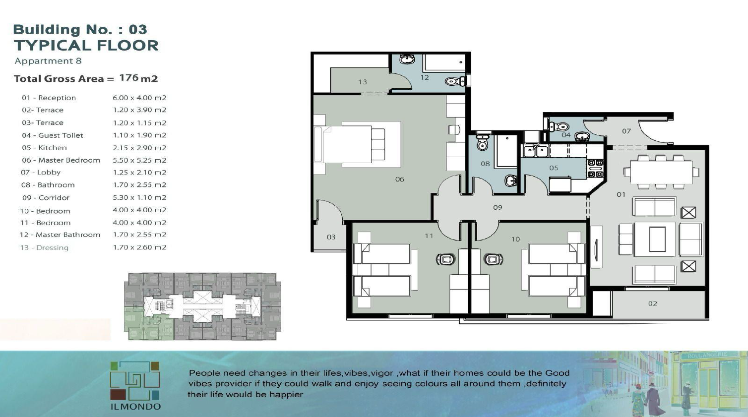 Floor plan for apartment at IL Mondo