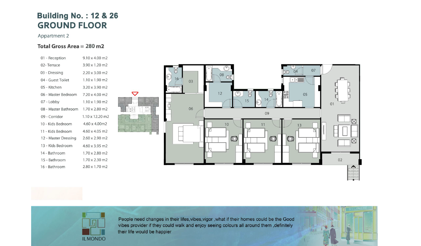 Floor plan for apartment at IL Mondo