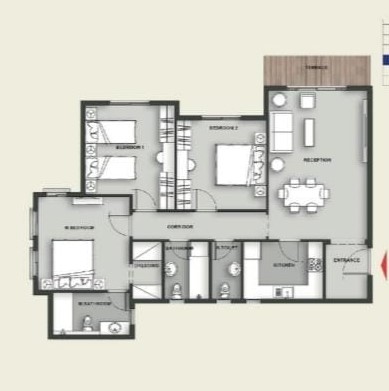 Floor plan for apartment at Aliva Mountain View Mostakbal City