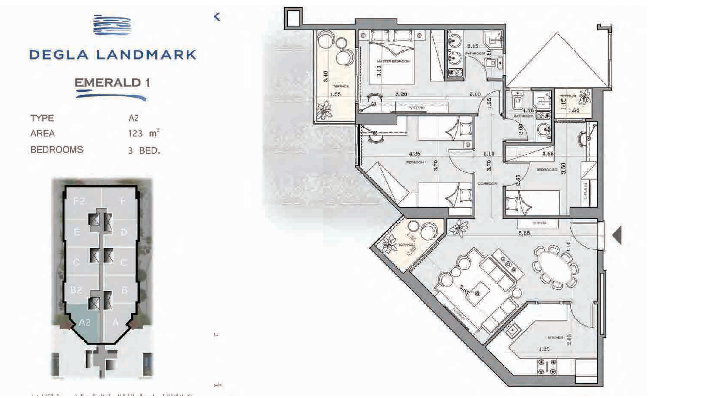 Floor plan for apartment at Degla Land Mark