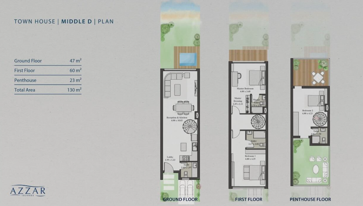Floor plan for townhouse at Azzar Island